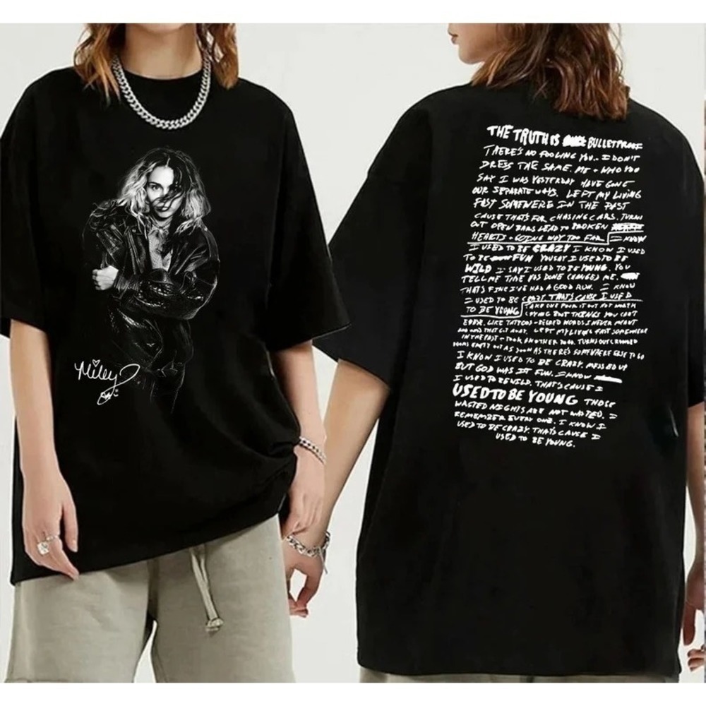 Miley World Tour Cyrus Used To Be Young Tshirt 2 Sided